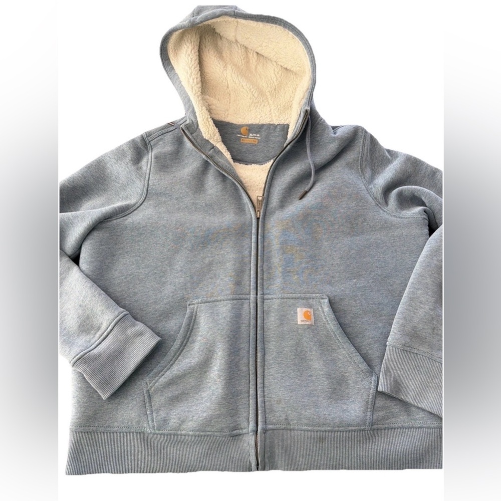 Carhartt Hoodie Clarksburg Sweatshirt Sherpa Lined Heather XL(16-18) Relaxed Fit